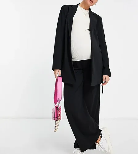 ASOS Maternity Pantalones de traje negros de talle muy alto y pernera ancha de punto de ASOS DESIGN Maternity (9082552)