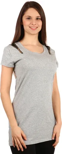 Glara Women's cotton t-shirt zippers short sleeves (2886170)