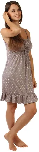 Glara Ladies nightdress with narrow straps and polka dots (2886022)